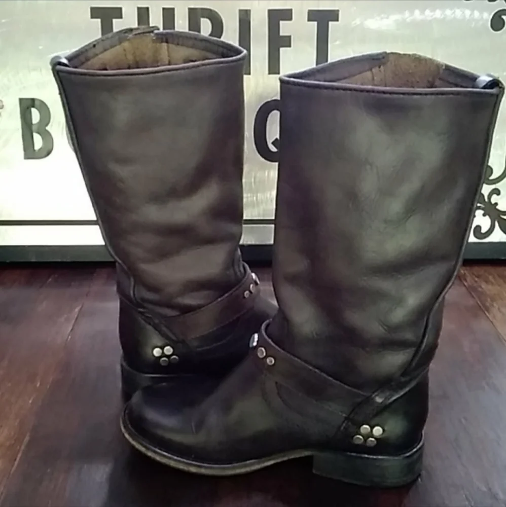 Steve Madden black leather boots, size 6 - Picture 4 of 6